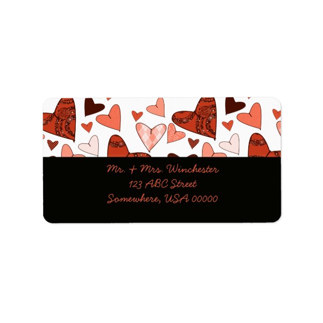 Orange Stylised Hearts Label (Front)