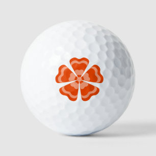 Orange Stylised Retro Flower Golf Balls