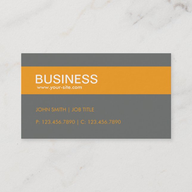 Orange Stylish Classy Plain Simple Groupon Business Card (Front)