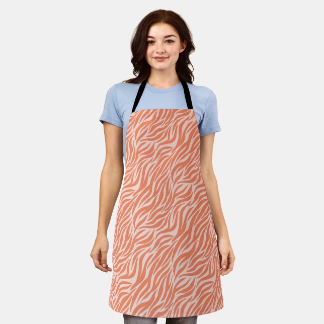 Orange Stylish Tiger Stripes Apron (Worn)