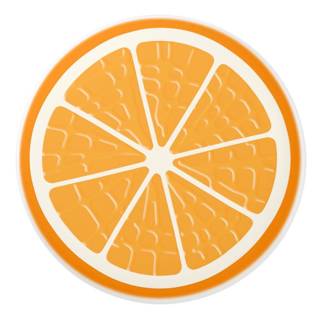 Orange Stylized Fruit Slice Ceramic Knob (Front)