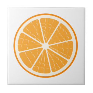 Orange Stylized Fruit Slice Ceramic Tile