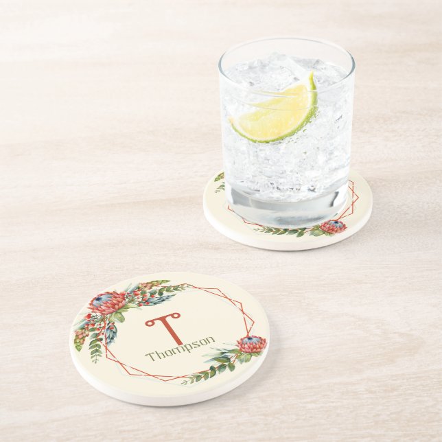 Orange Succulent Floral  Coaster (Side)
