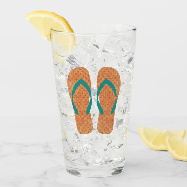 Orange Summer Beach Sandals Flip Flop Design Glass (Front Ice)