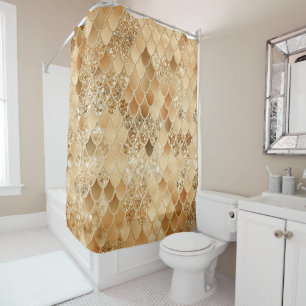 Orange Summer Mermaid Scales Glam #1  Shower Curtain