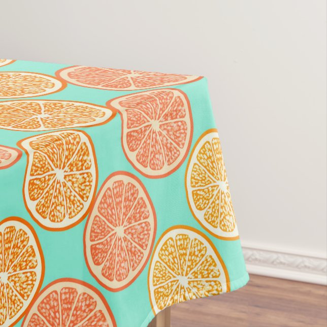 Orange Summer Teal Blue Tablecloth (In Situ)