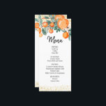 Orange Summer Wedding Menu Card<br><div class="desc">Winter Floral Wedding Menu Card</div>