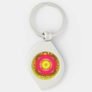 Orange Sun Abstract Key Ring