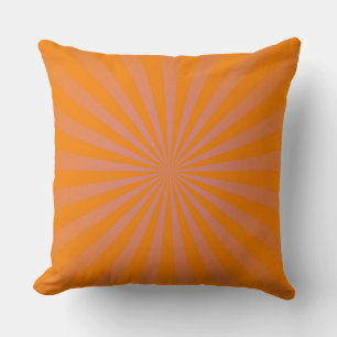 Orange Sun Funky Rays Retro Stripes Cushion