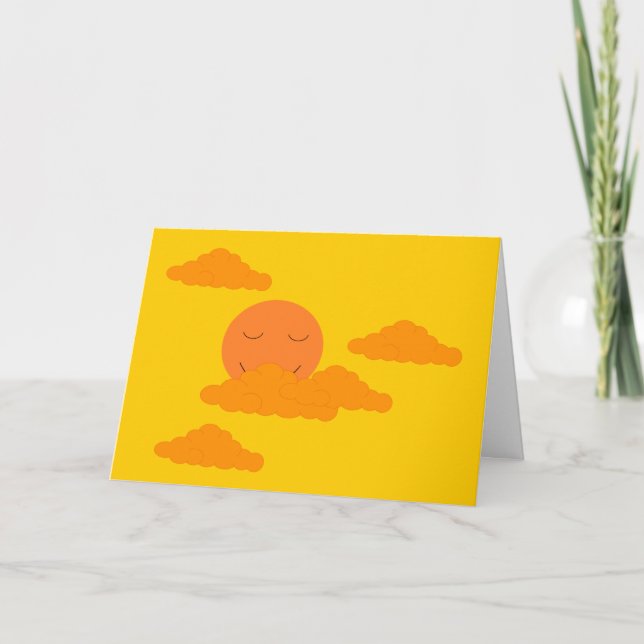 Orange Sun in Golden Sky: Blank Card (Front)