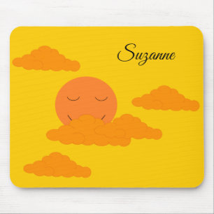 Orange Sun in Golden Sky: Mouse Pad