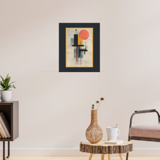 Orange Sun Modern Mid Century Art Poster