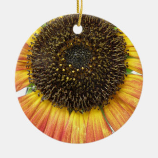 Orange Sunflower Custom Birthday Ceramic Tree Decoration