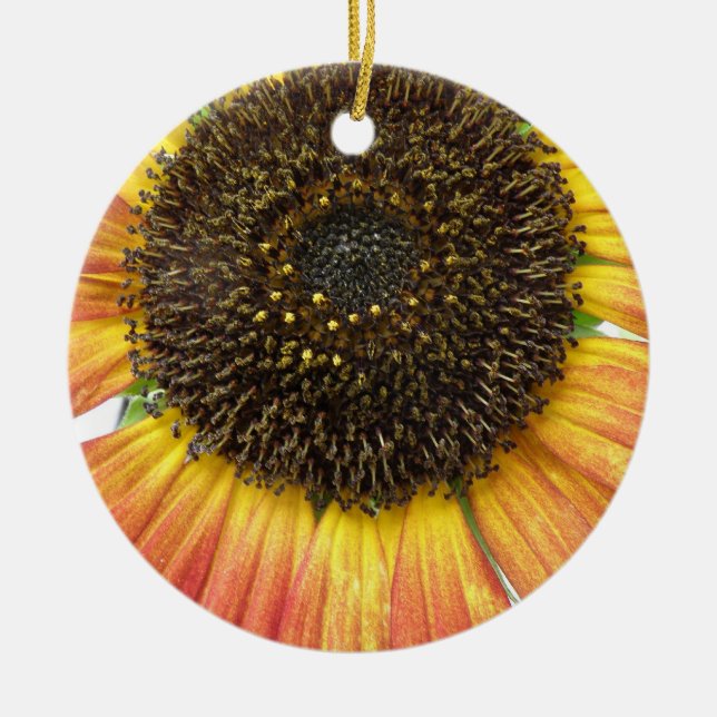 Orange Sunflower Custom Birthday Ceramic Tree Decoration (Front)