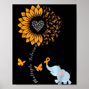 Orange Sunflower Elephant Butterfly Ms Awareness Poster