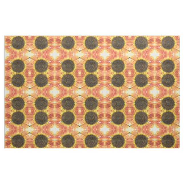 Orange Sunflower Floral Patterned Fabric (Fat Quarter)
