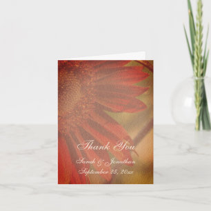 Orange Sunflower Personalised Wedding Photo  Thank You Card