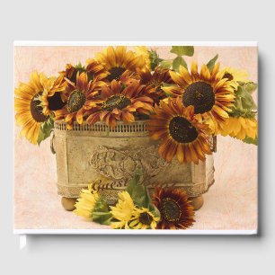 Orange Sunflowers In Tin Basket  Guest Book