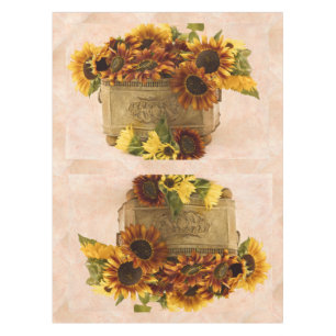 Orange Sunflowers In Tin Basket Tablecloth