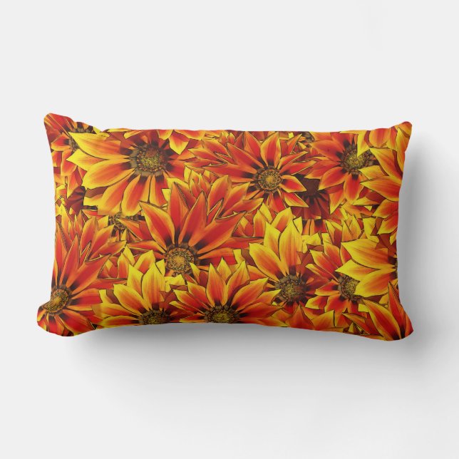 Orange Sunflowers Lumbar Cushion (Front)