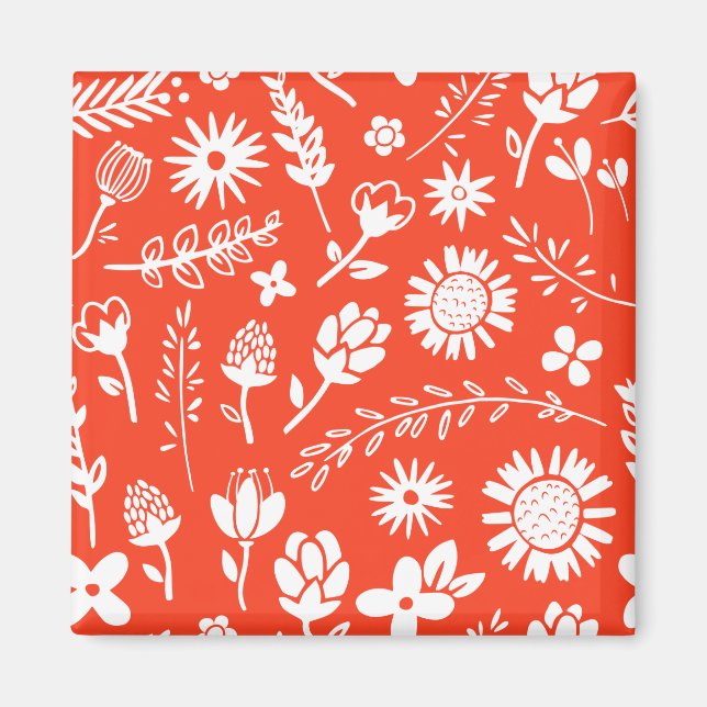 Orange Sunny Summer Blooming Flowers Magnet (Front)