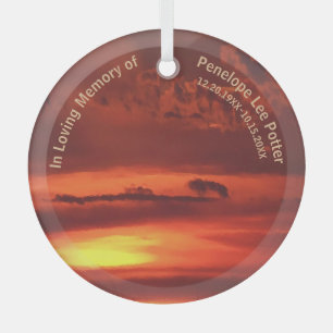Orange Sunrise Memorial Keepsake Suncatcher   Glass Tree Decoration