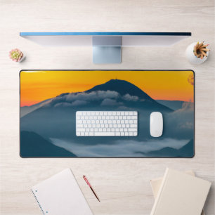 Orange sunrise sky above Uršlja gora, Slovenia Desk Mat