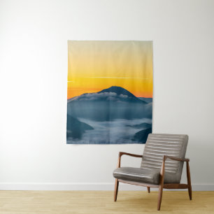 Orange sunrise sky above Uršlja gora, Slovenia Tapestry