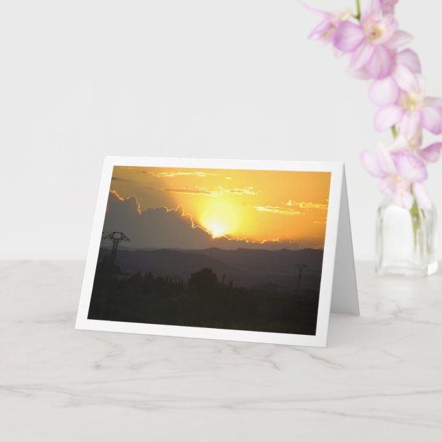 Orange Sunset in Valencia Spain Card (Orchid)