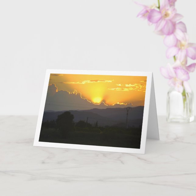 Orange Sunset in Valencia Spain Card (Orchid)