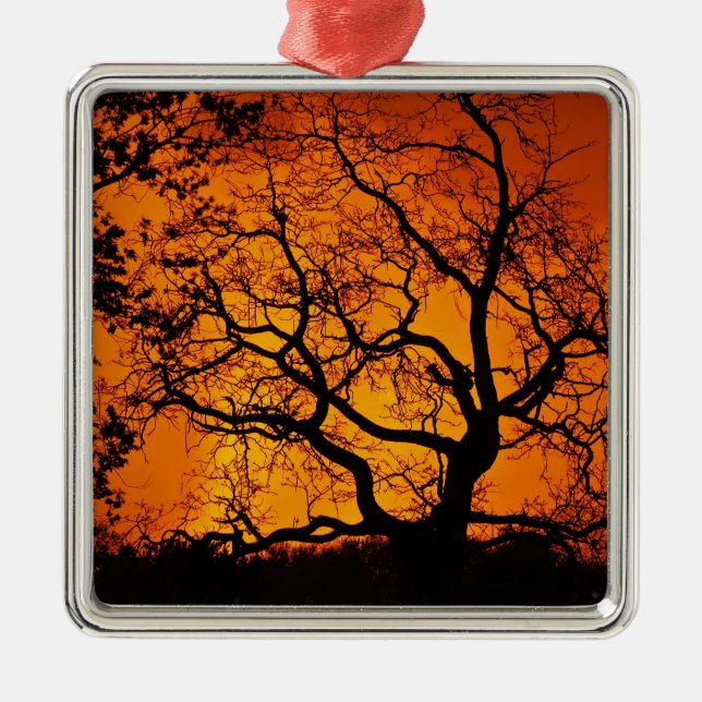 Orange sunset metal ornament (Front)