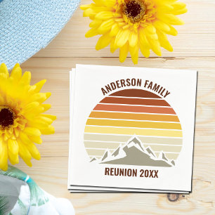 Orange Sunset Mountain Custom Family Reunion Party Napkin