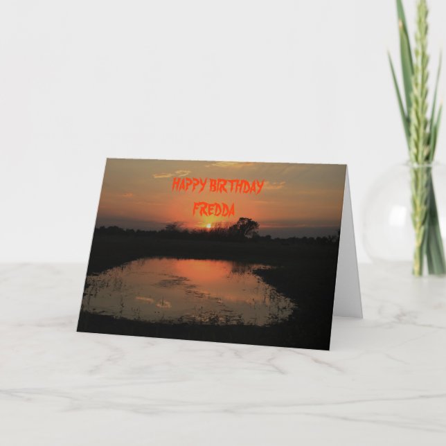 Orange Sunset Reflection Birthday Card (Front)