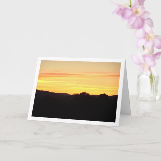 Orange Sunset Silhouette Landscape Card (Orchid)