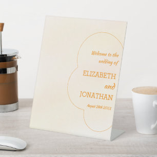 Orange Sunset Wedding Pedestal Sign