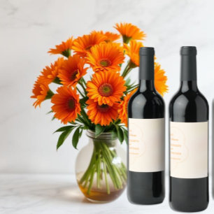 Orange Sunset Wedding Wine Label