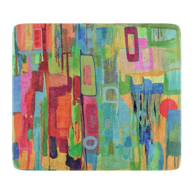 Orange Sunshine 6 x 7 Deco Glass Cutting Board (Front)