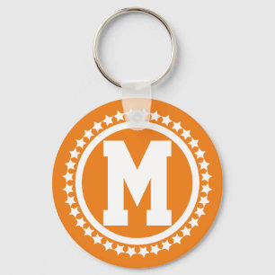 Orange Super Star Monogrammed Key Ring