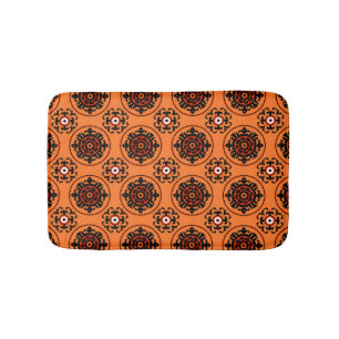 Orange Suzani Pattern Bath Mat