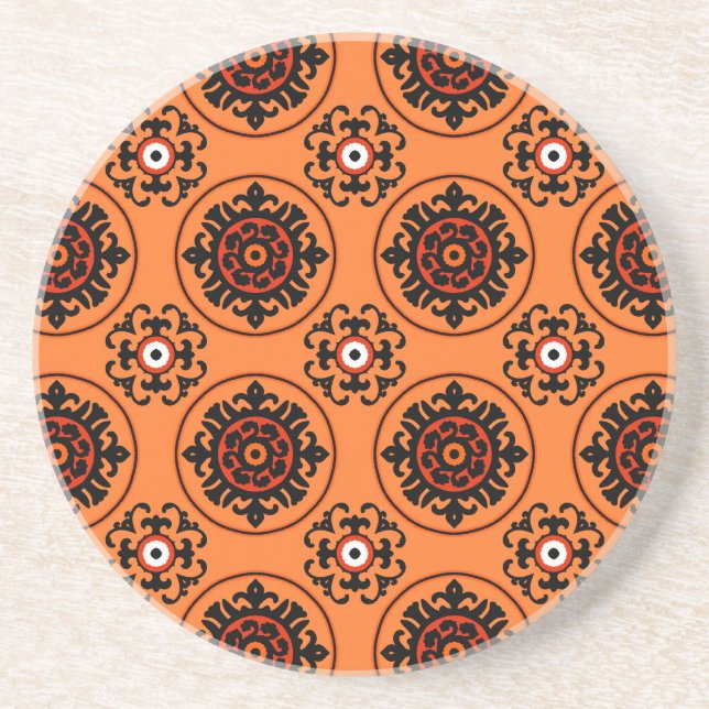 Orange Suzani Pattern Coaster (Front)