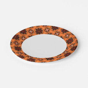 Orange Suzani Pattern Paper Plate