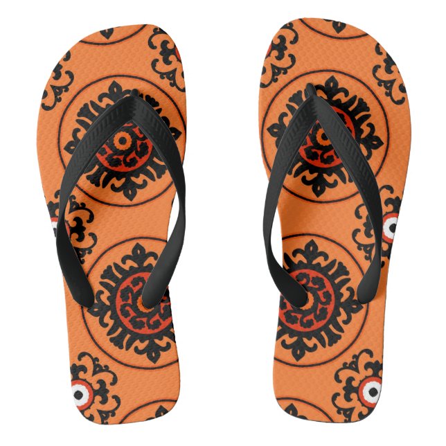 Orange Suzani Pattern Thongs (Footbed)
