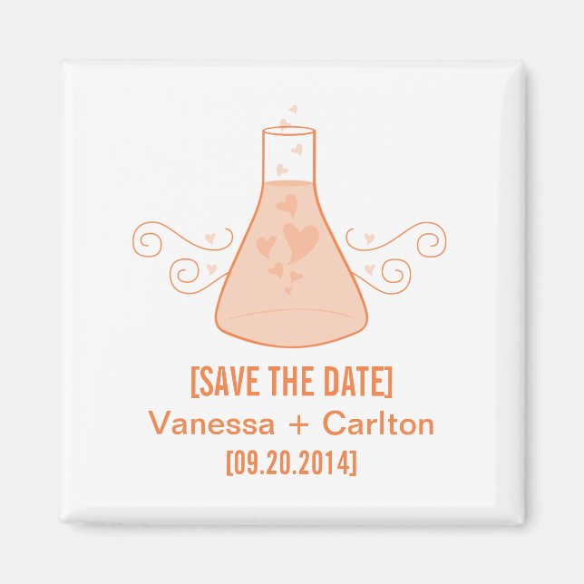 Orange Sweet Chemistry Save the Date Magnet (Front)