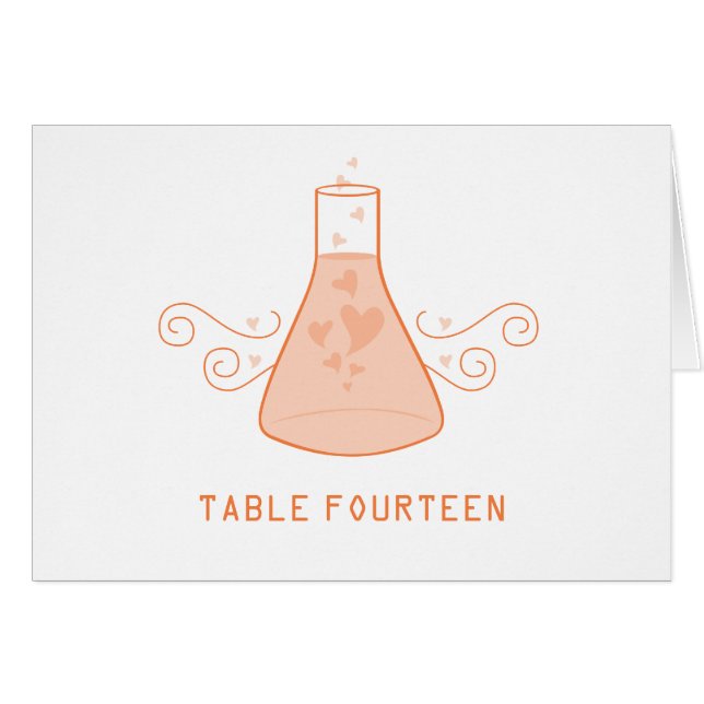 Orange Sweet Chemistry Table Number Card (Front Horizontal)