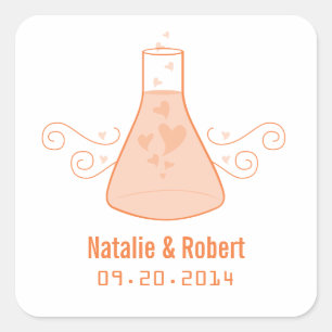 Orange Sweet Chemistry Wedding Stickers