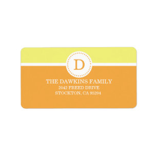 Orange Sweet Monogram Custom Monogrammed Family Label