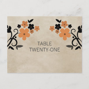 Orange Sweet Vintage Floral Table Number Postcard
