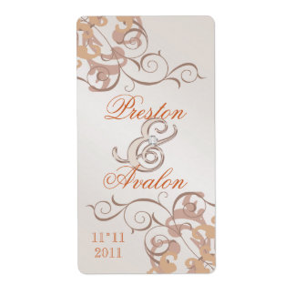 Orange Swirl Champagne Jewelled Wine Label