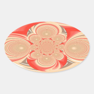 Orange swirl design oval sticker
