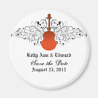 Orange Swirls Guitar Save the Date Magnet